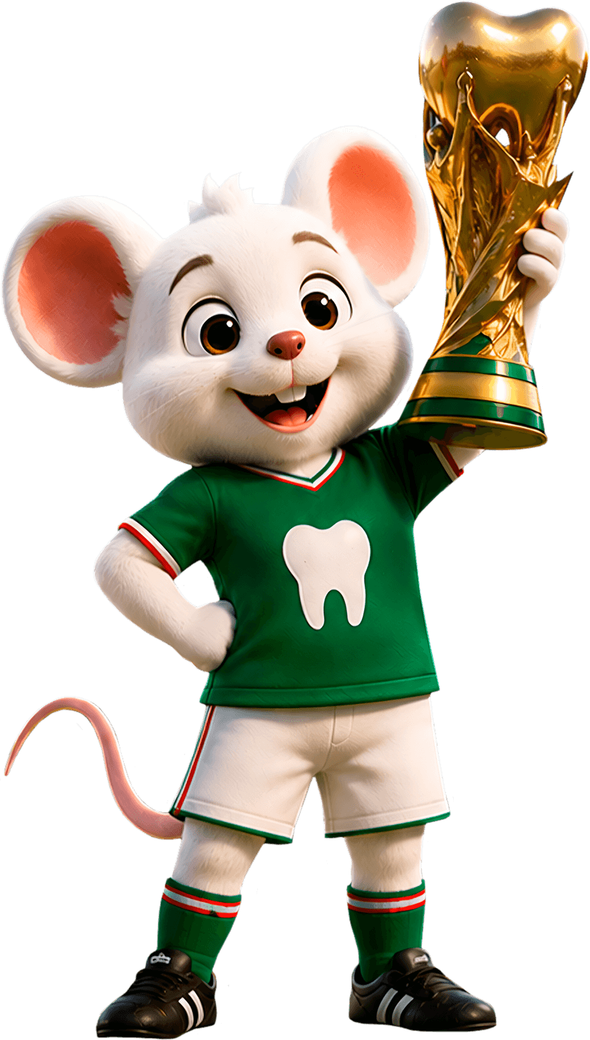 Mascota Dental+ Fútbol 2026